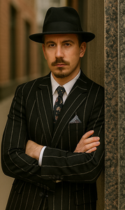 Mens High Fashion Vested Black and White Pinstripe Zoot Suit For Sale ~ Pachuco Mens Suit Perfect for Wedding