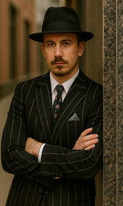 Mens High Fashion Vested Black and White Pinstripe Zoot Suit For Sale ~ Pachuco Mens Suit Perfect for Wedding