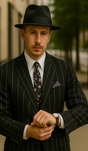 Mens High Fashion Vested Black and White Pinstripe Zoot Suit For Sale ~ Pachuco Mens Suit Perfect for Wedding