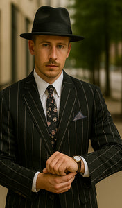 Mens High Fashion Vested Black and White Pinstripe Zoot Suit For Sale ~ Pachuco Mens Suit Perfect for Wedding