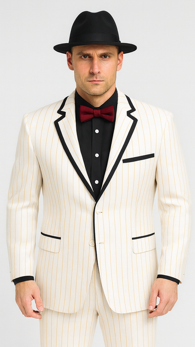 Men’s High Zoot Suit – Black & White Trim Pimp Tuxedo | Vintage Zuit Suit Style