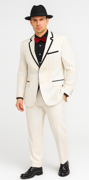 Men’s High Zoot Suit – Black & White Trim Pimp Tuxedo | Vintage Zuit Suit Style