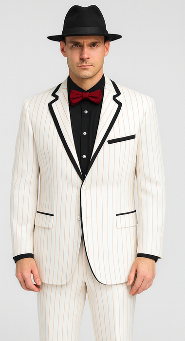 Men’s High Zoot Suit – Black & White Trim Pimp Tuxedo | Vintage Zuit Suit Style