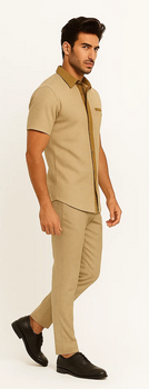 Men’s Houndstooth Walking Suit by Dreams by Zacchi – 2 Piece Lei sure Set in camel- $99