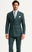 Mens "Hunter Green - Olive Green" Double Breasted Pinstripe Suit - Flat Front Pant
