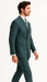 Mens "Hunter Green - Olive Green" Double Breasted Pinstripe Suit - Flat Front Pant