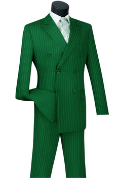 Men's hunter green double breasted gangster pinstripe suit in vintage 1920s style