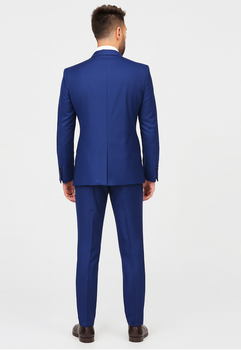 Men'S Indigo ~ Bright Blue ~ Cobalt ~ Teal Blue Blue Pick Stitched 2 Button Suit Pleated Pants - Image 2