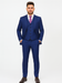 Men'S Indigo ~ Bright Blue ~ Cobalt ~ Teal Blue Blue Pick Stitched 2 Button Suit Pleated Pants