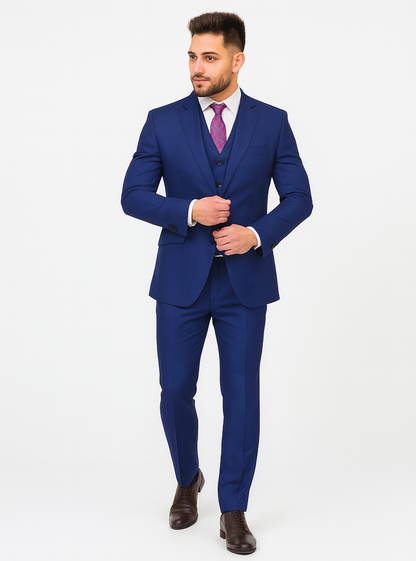 Men'S Indigo ~ Bright Blue ~ Cobalt ~ Teal Blue Blue Pick Stitched 2 Button Suit Pleated Pants - Image 8