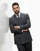 Mens Italian Wool Suit Color Charcoal Grey - Men's Designer Classic Fit Double Breasted Wool Pinstripe Charcoal Grey Suit