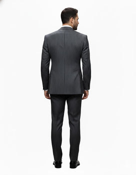 Mens Italian Wool Suit Color Charcoal Grey - Men's Designer Classic Fit Double Breasted Wool Pinstripe Charcoal Grey Suit Charcoal Grey / 58 Long or Mens Italian Wool Suit Color Charcoal Grey - Men's Designer Classic Fit Double Breasted Wool Pinstripe Charcoal Grey Suit Charcoal Grey / 58 Long or