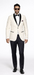 Men's Ivory and Black Satin Lapels Dress The Groom Holds The Wedding Suit (Jacket + Pants)