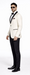 Men's Ivory and Black Satin Lapels Dress The Groom Holds The Wedding Suit (Jacket + Pants)
