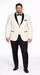 Men's Ivory and Black Satin Lapels Dress The Groom Holds The Wedding Suit (Jacket + Pants)