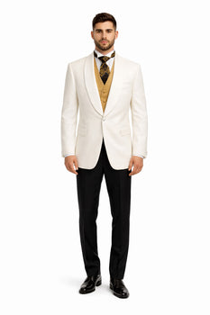 Men's Ivory Dinner Jacket Shawl Collar Formal Wear  One Button