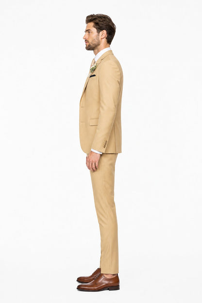 Men's Slim Fitted Euro Tapered Camel ~ Khaki ~ Bronze ~ Camel  ~ Canary Color 2 Buttons Vested