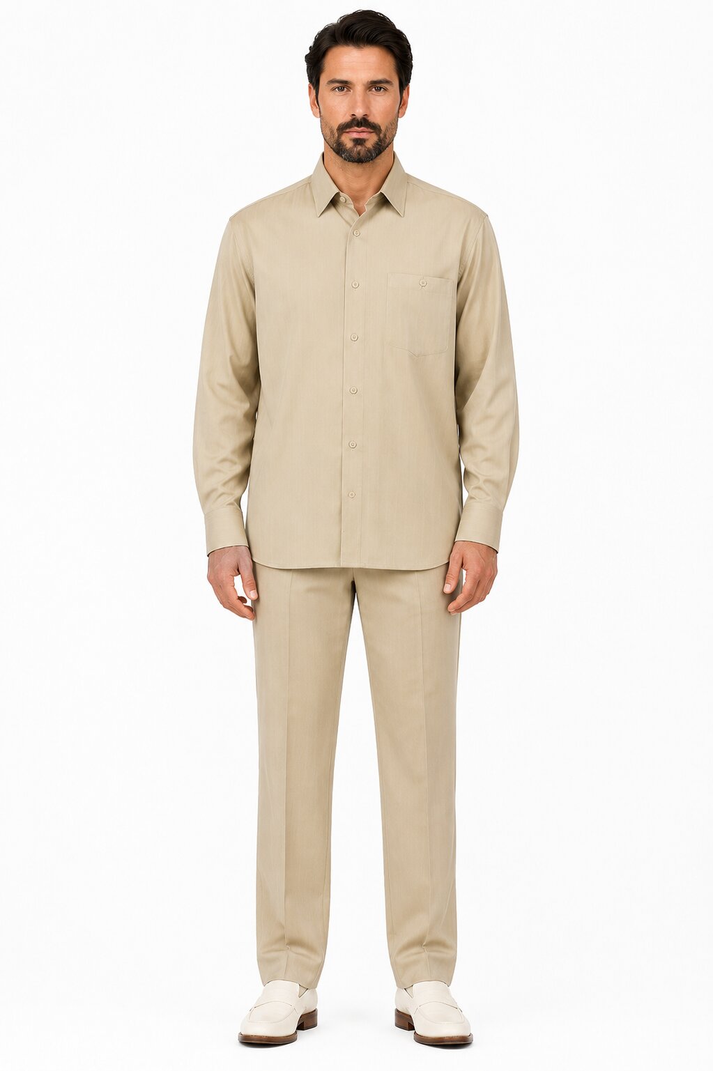 Long Sleeve Walking Suit - Casual Suits For Men + Mens Leisure Suit + Khaki
