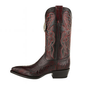 Mens King Exotic Ostrich Leg Boots Black Cherry (4980518)