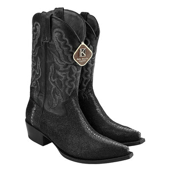 Men's King Exotic Snip Toe Stingray Boots Full Rowstone Handmade Black (4941105-) - Image 4