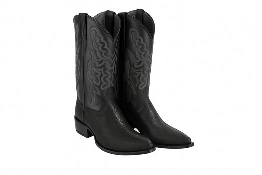 Men's King Exotic Snip Toe Stingray Boots Full Rowstone Handmade Black (4941105-) - Image 2