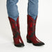 Men's King Exotic Snip Toe Stingray Boots Single Stone Handmade Burnished Burgundy