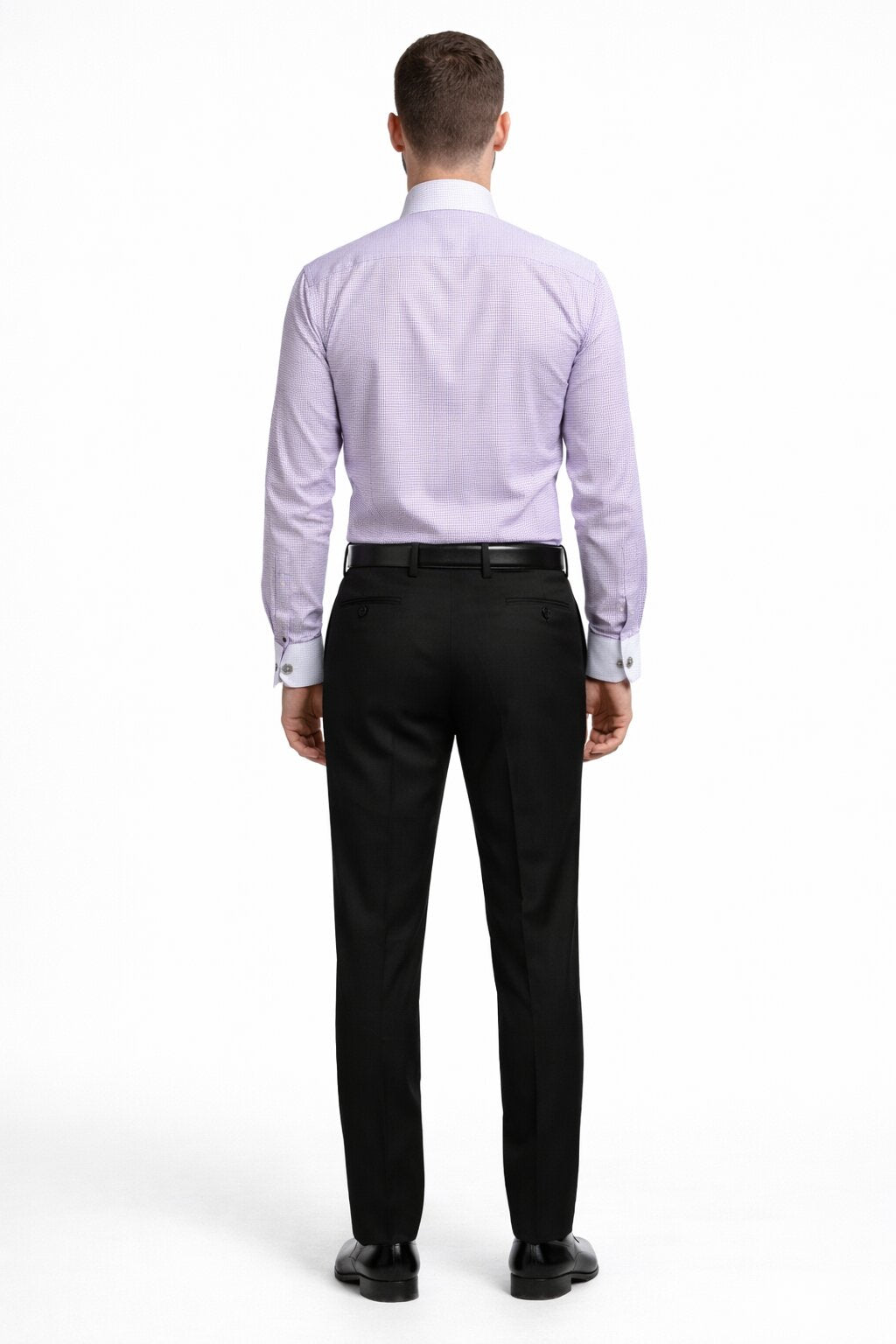 Lavender Pin Collar Dress Shirt With Collar Bar