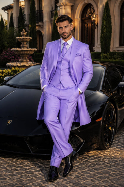 Mens Lavender Zoot Suit Long Jacket 3 Piece