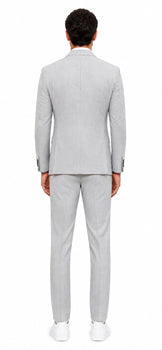 Mens Light Gray and Navy Pinstripe 3 Piece Suit – Peaky Blinders Inspired Vintage Gangster 1920s Suit