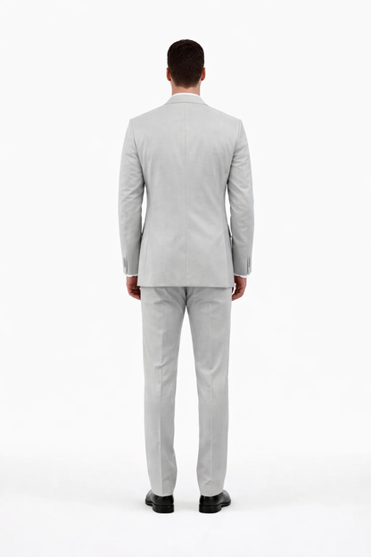 Men's Light Grey Three Piece  Slim Fit Fully Lined Suit - Image 2
