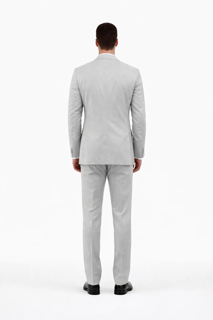 Men's Light Grey Three Piece  Slim Fit Fully Lined Suit - Image 2