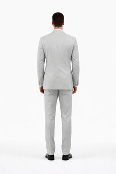 Men's Light Grey Three Piece  Slim Fit Fully Lined Suit - Image 2