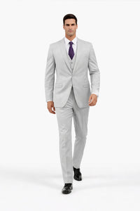 Men's Light Grey Three Piece  Slim Fit Fully Lined Suit
