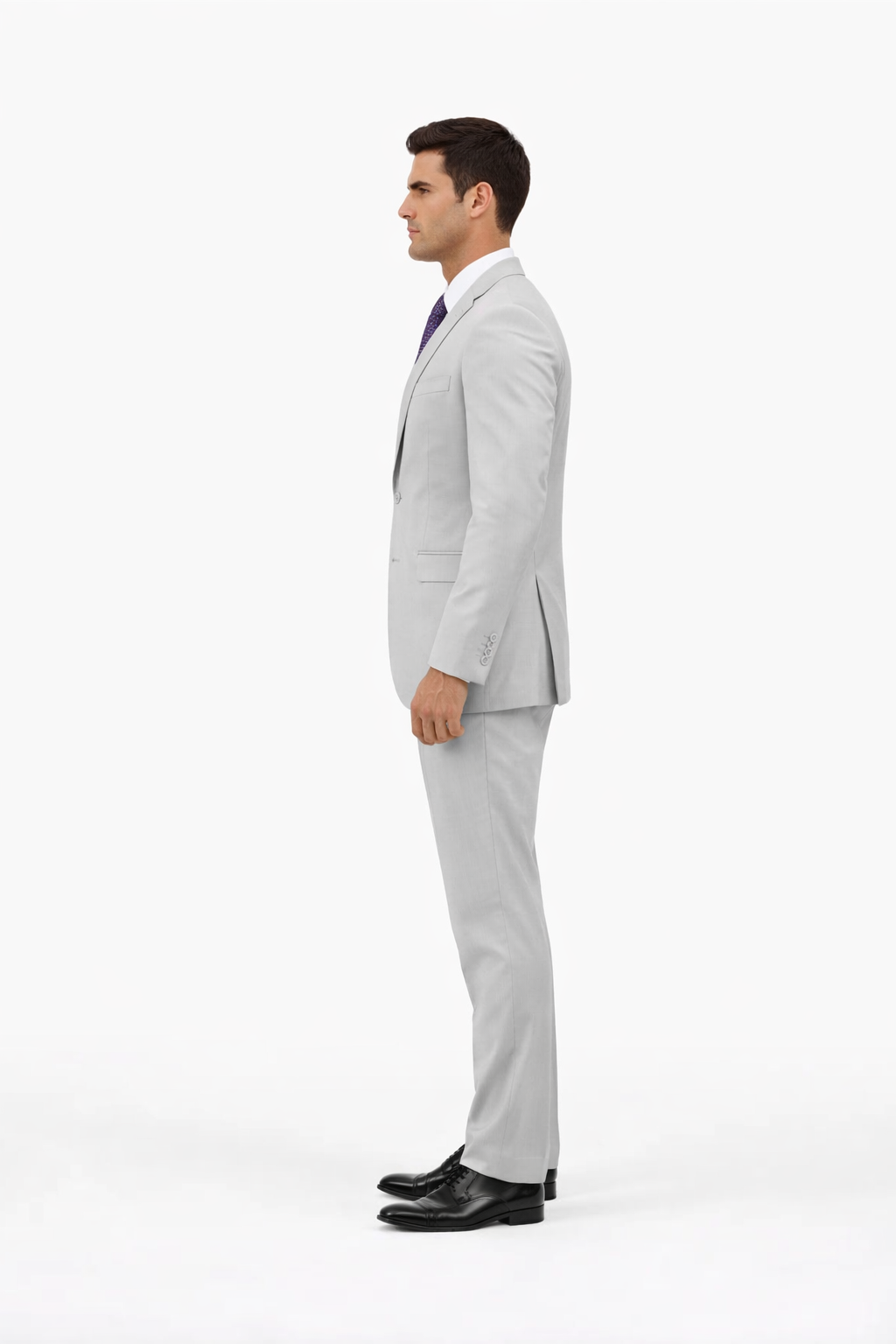 Men's Light Grey Three Piece  Slim Fit Fully Lined Suit - Image 3