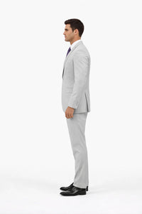 Men's Light Grey Three Piece  Slim Fit Fully Lined Suit