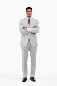 Men's Light Grey Three Piece  Slim Fit Fully Lined Suit