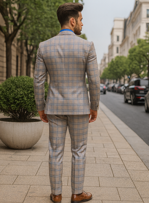 Classic Men’s Checkered 3-Piece Suit – Wedding & Business Wear