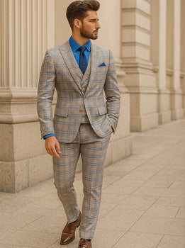 Classic Men’s Checkered 3-Piece Suit – Wedding & Business Wear - Image 3