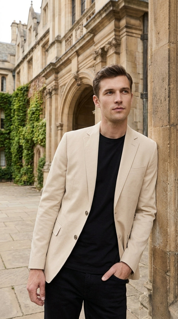 Mens Light Tan Sportcoat – Cream Beige Blazer for Weddings, Business & Smart Casual Wear