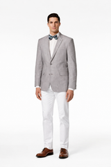 Men'S Linen 2 Button Sport Coat Classic Fit Grey Blazer