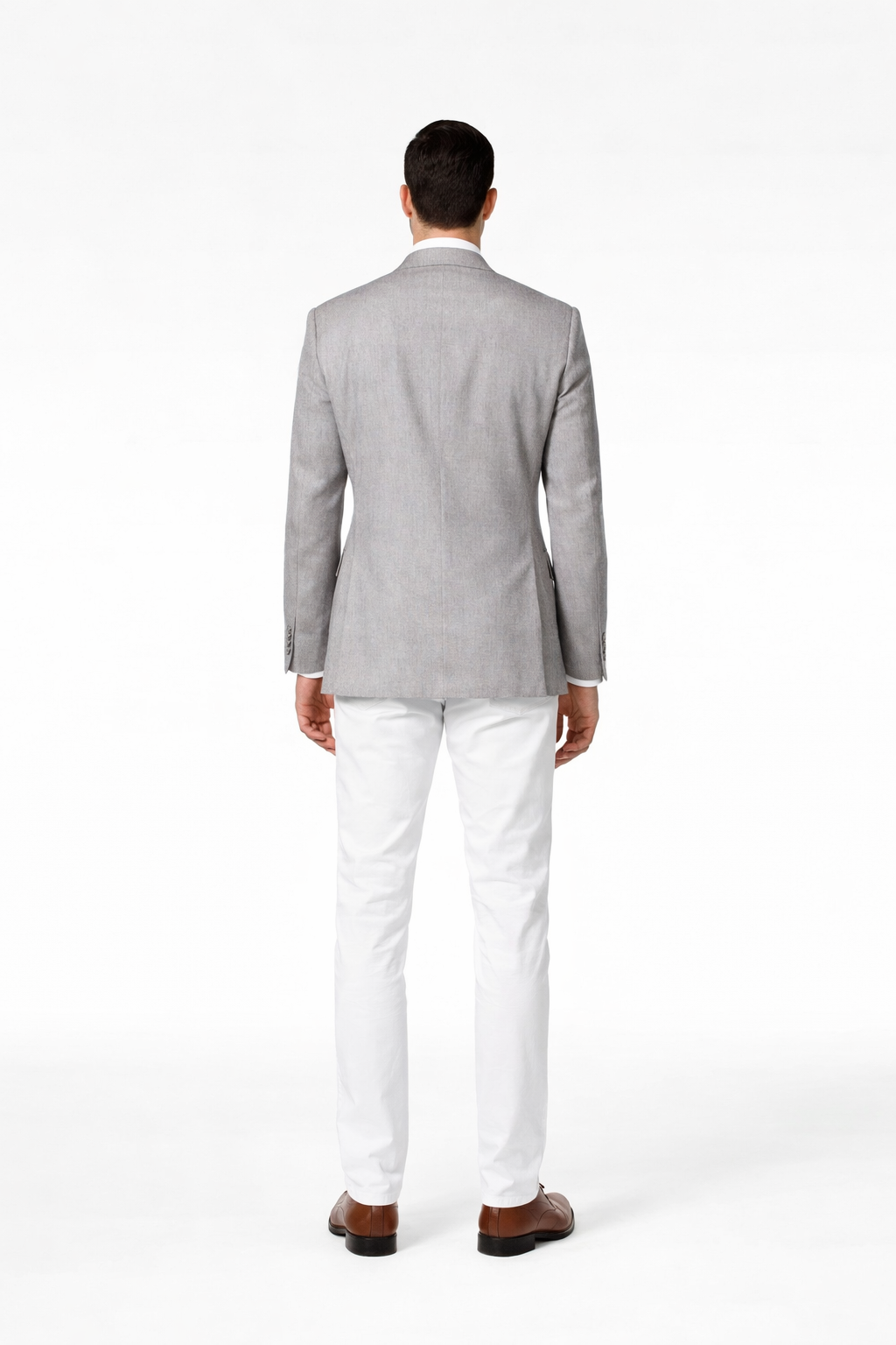 Men'S Linen 2 Button Sport Coat Classic Fit Grey Blazer - Image 3