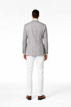 Men'S Linen 2 Button Sport Coat Classic Fit Grey Blazer - Image 3