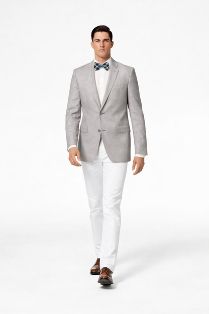 Men'S Linen 2 Button Sport Coat Classic Fit Grey Blazer - Image 4