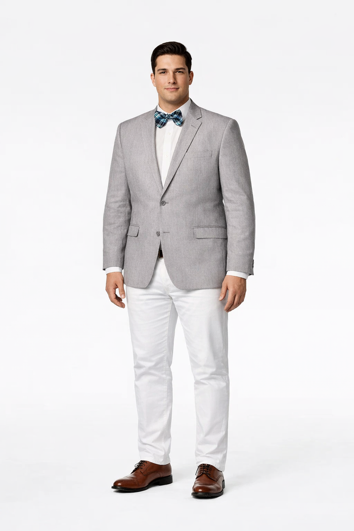 Men'S Linen 2 Button Sport Coat Classic Fit Grey Blazer - Image 6