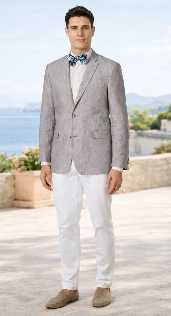 Men'S Linen 2 Button Sport Coat Classic Fit Grey Blazer - Image 7