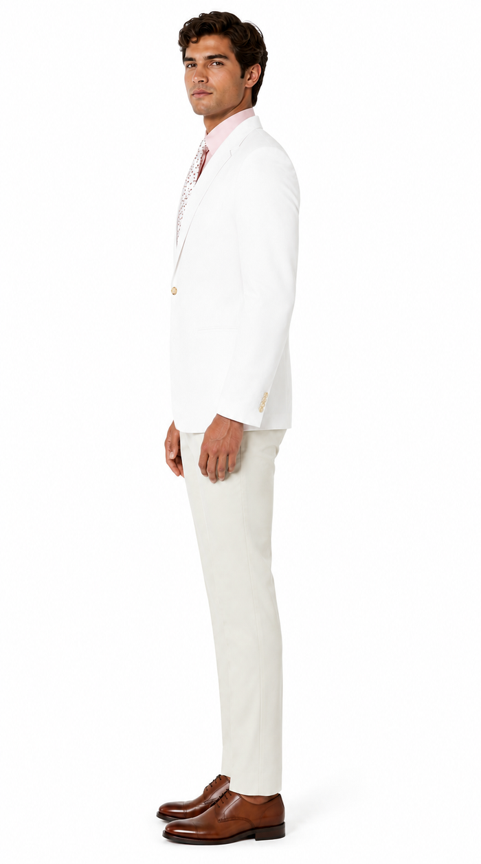 Mens Linen Blazer - Brilliant White Sport Coat