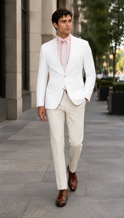 Mens Linen Blazer - Brilliant White Sport Coat