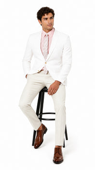 Mens Linen Blazer - Brilliant White Sport Coat