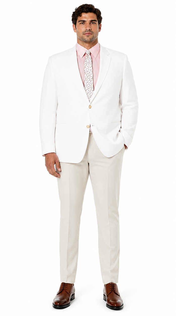 Mens Linen Blazer - Brilliant White Sport Coat