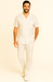 Mens Linen Suit / Cotton French Cuffs 2 Piece Summer Casual Two Piece Mens Walking Outfit For Sale Pant Sets Casual Suit Short Sleeve Shirt + Pants White All White Outfits For Men